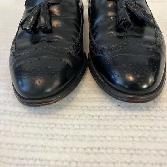 Allen Edmonds Berwick Tasseled Wing TIp Slip-on Black Loafers Vintage Size 8.5 B - Picture 5 of 10
